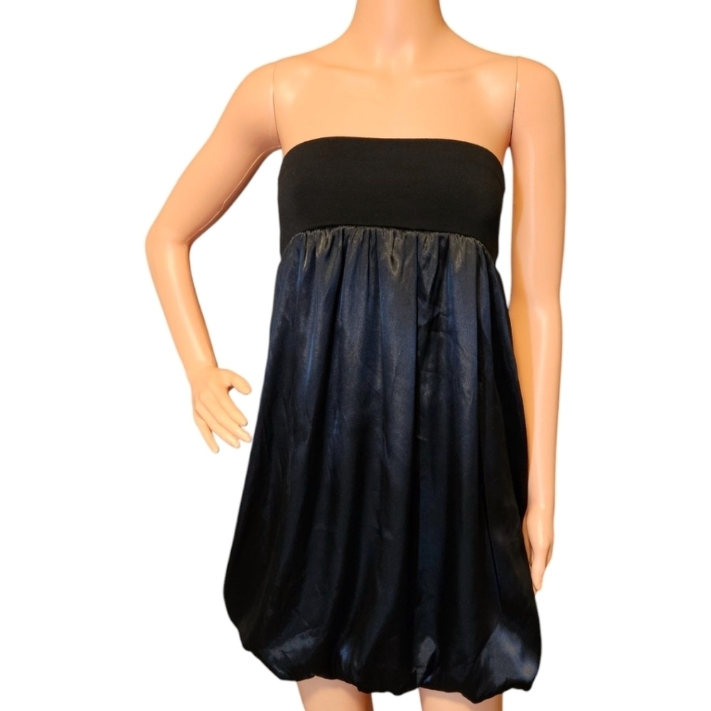 Y2K Joyce Leslie Blk Bandeau Top Bubble Hem Dress Sz S Tube Top HOCO PROM PARTY